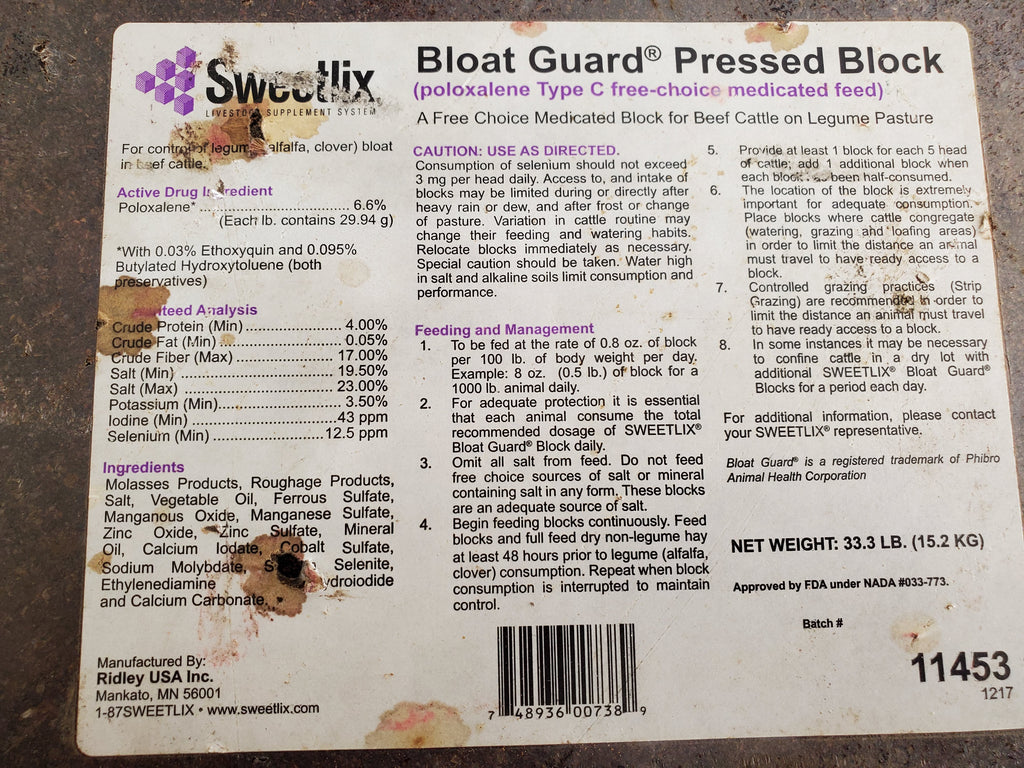 Sweetlix Bloat Guard Pressed Block – Heritage Farm Supply, LLC