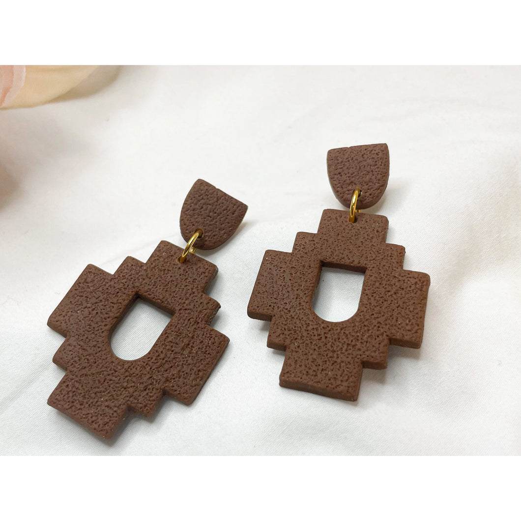 Brown Aztec Stud Dangles