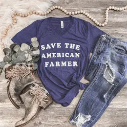 Save the American Farmer V-Neck Short Sleeve