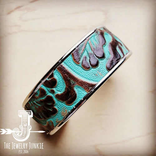 Narrow Cuff Bangle Turquoise Leather