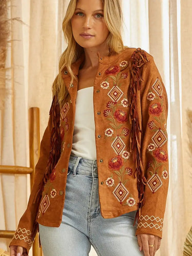 Embroidered Fringe Jacket