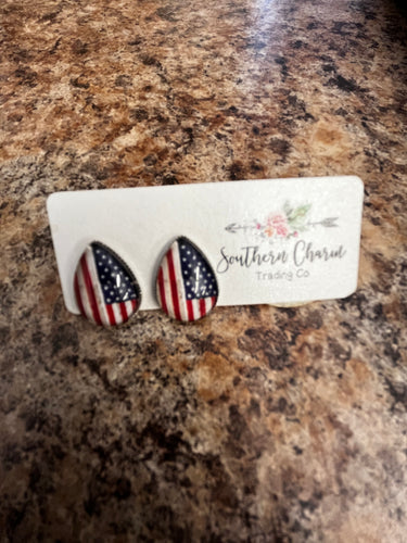 American Flag Teardrop Stud Earrings