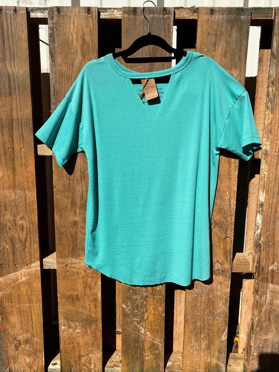 Turquoise V Neck Shirt