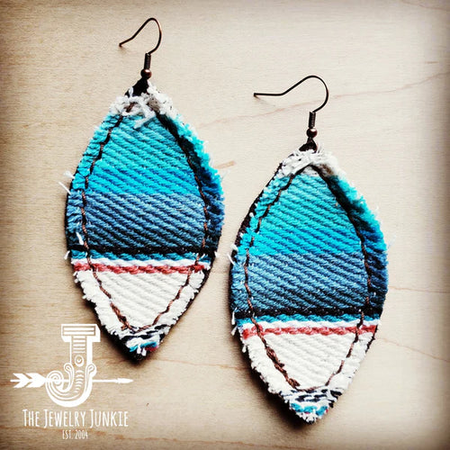 Frayed Serape Earrings with Leather Backing