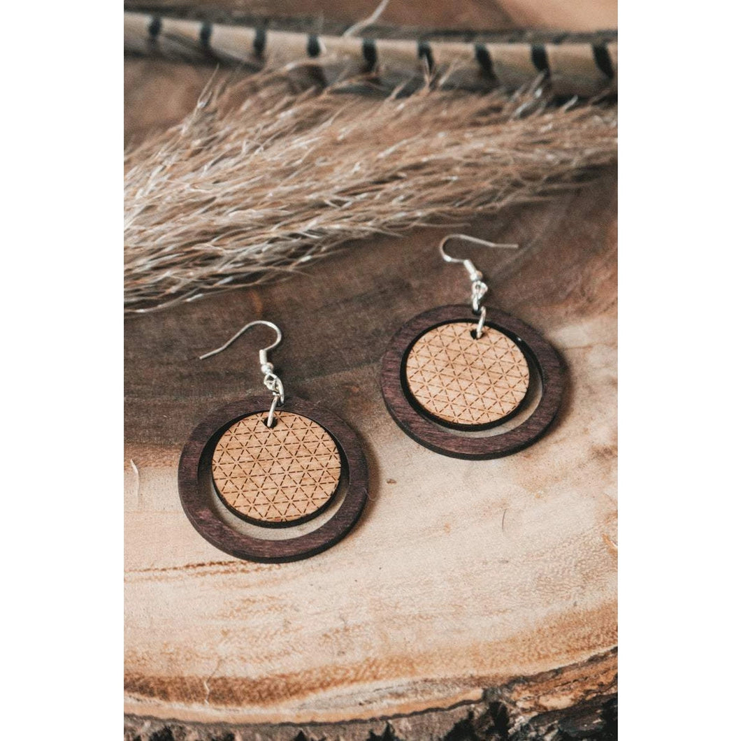 Double Circle Design Dangle Earrings