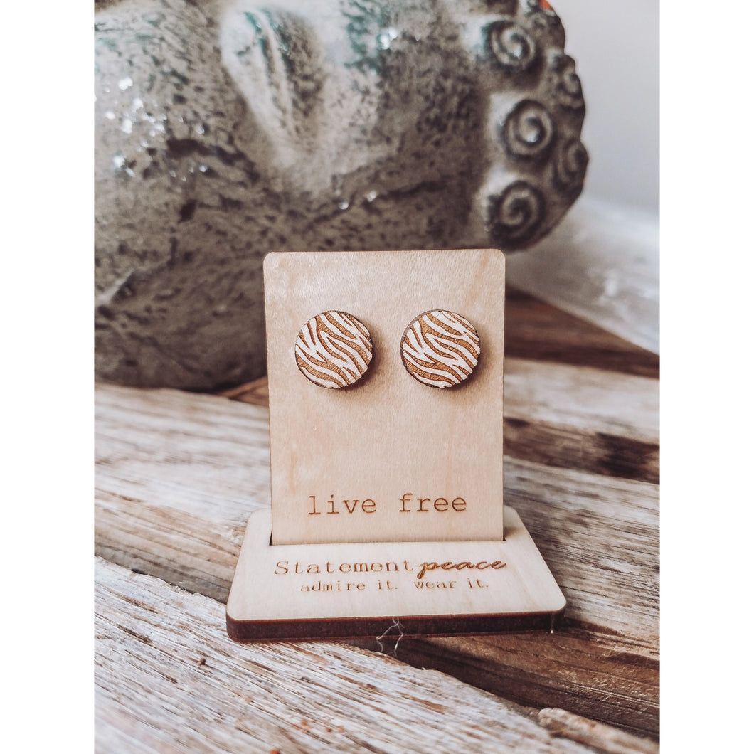 Live Free Zebra Stud Earrings